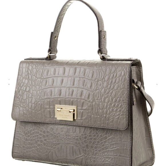 NWT French Grey Kate Spade Orchard Valley Doris Alligator Croc Leather Satchel - Picture 15 of 15
